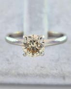 Ring - 14 karaat Witgoud - 1.01ct. tw. Bruin Diamant