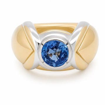 Ring - 18 karaat Geel goud, Witgoud - 1.60ct. tw. Saffier -, Nieuw