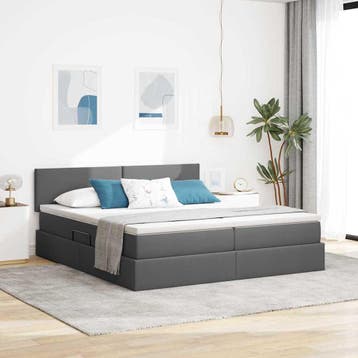 vidaXL Opbergbed met matras Donkergrijs 180 x 200 cm, Verzenden
