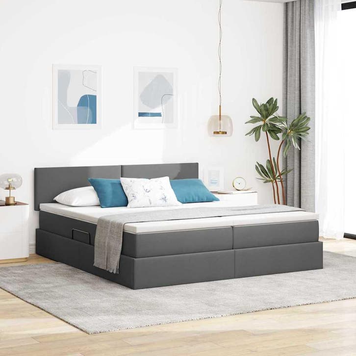 vidaXL Opbergbed met matras Donkergrijs 180 x 200 cm, Maison & Meubles, Chambre à coucher | Lits, Envoi