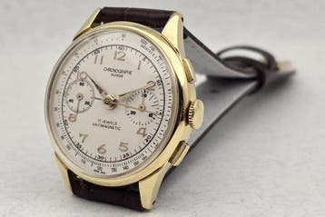 Chronographe Suisse - Cal. Landeron 48 - Plaquê Ouro -, Handtassen en Accessoires, Horloges | Heren, Nieuw