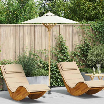 vidaXL Tuinparasol Crème Wit Ø 150 x 210 cm Bamboe, Tuin en Terras, Verzenden, Nieuw