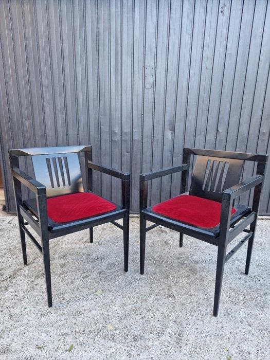 Stoel - Hout - Een paar fauteuils, Antiek en Kunst, Kunst | Designobjecten