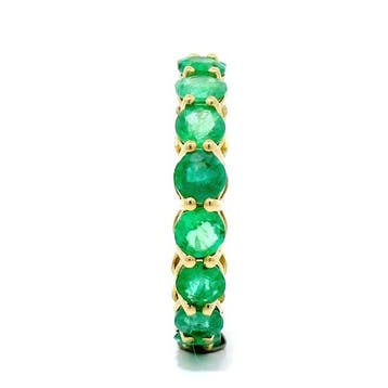 Ring - 14 karaat Geel goud - 3.97ct. tw. Smaragd, Nieuw