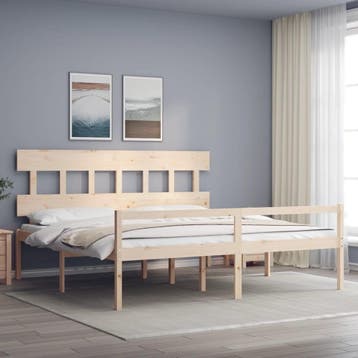 vidaXL Seniorenbed met hoofdbord massief hout 200x200 cm, Verzenden, Nieuw