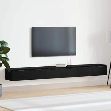 vidaXL Wandkast 2 st Zwart Eiken 102 x 30 x 20 cm Bewerkt, Huis en Inrichting, Kasten | Wandmeubels, Verzenden, Nieuw