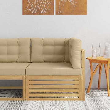 vidaXL Buitenhoekbank Massief Acacia Hout Wit, Tuin en Terras, Tuinsets en Loungesets, Verzenden, Nieuw