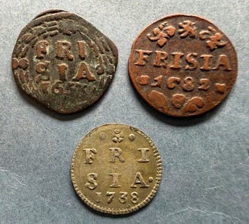Nederland, Friesland. 1653-1738: duit 1753 en 1782 en