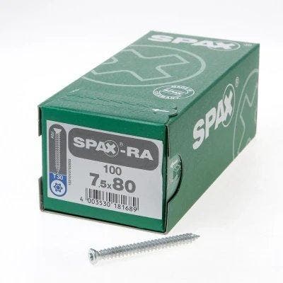Spax schroef platverzonken kop staal TXT30 7,5 x 80 mm, Bricolage & Construction, Quincaillerie & Fixations, Envoi