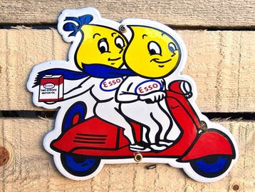 Esso Vespa schildje emaille, Verzamelen, Verzenden, Nieuw