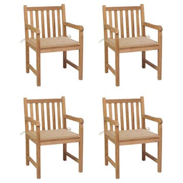 vidaXL Tuinstoelen 4 st met beige kussens massief teakhout, Verzenden