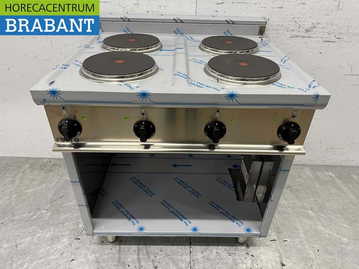 RVS Saro 4 pits elektrisch fornuis 80 cm 400V Horeca, Articles professionnels, Horeca | Équipement de cuisine, Enlèvement ou Envoi