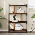 vidaXL Boekenkast 4-laags 76x32x123 cm bewerkt hout gerookt, Huis en Inrichting, Verzenden, Nieuw