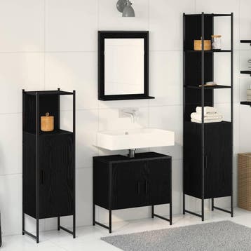 vidaXL Badkamermeubel Set 4 st Zwart 33 x 33 x 185,5 cm, Verzenden, Nieuw