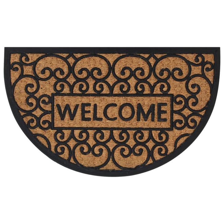 vidaXL Deurmat halfrond 45x75 cm rubber en kokosvezel, Tuin en Terras, Deurmatten, Nieuw, Verzenden