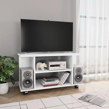 vidaXL Tv-meubel met wieltjes 80x40x45 cm bewerkt hout wit, Verzenden, Nieuw