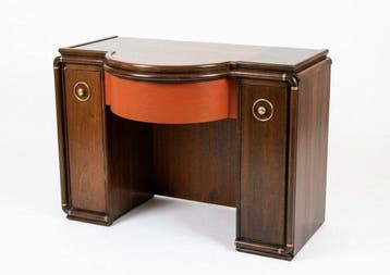 Kaptafel (2) - Hout, Messing, Leder - Kaptafel, Antiek en Kunst