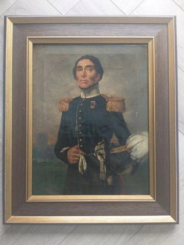 Hollandse School (XIX) - Portret Nederlandse officier met, Antiek en Kunst