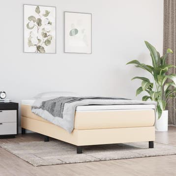 vidaXL Boxspring bed 100x200 cm stof crèmekleurig, Verzenden, Nieuw
