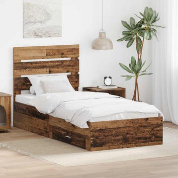 vidaXL Bedframe met lade met opslag Oudhout 90 x 200 cm, Verzenden, Nieuw