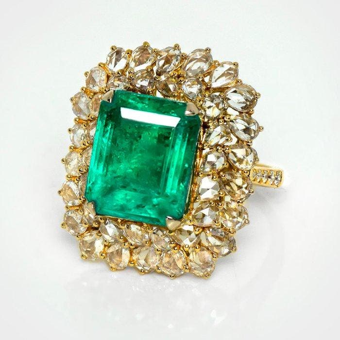 Zonder minimumprijs - Ring - 18 karaat IGI 9,86 ct Zambia, Bijoux, Sacs & Beauté, Bagues