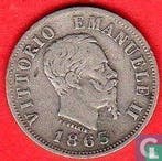 Italië 1 lira 1863 (M - zonder gekroonde wapenschild), Postzegels en Munten, Verzenden, Italië, Losse munt, Goud