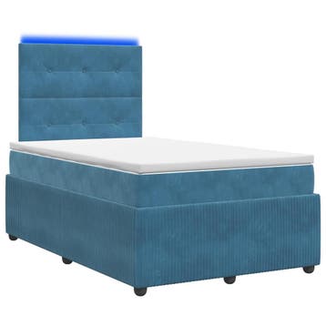 vidaXL LED Boxspringbed met Matras Blauw 120 x 190 cm, Verzenden, Nieuw