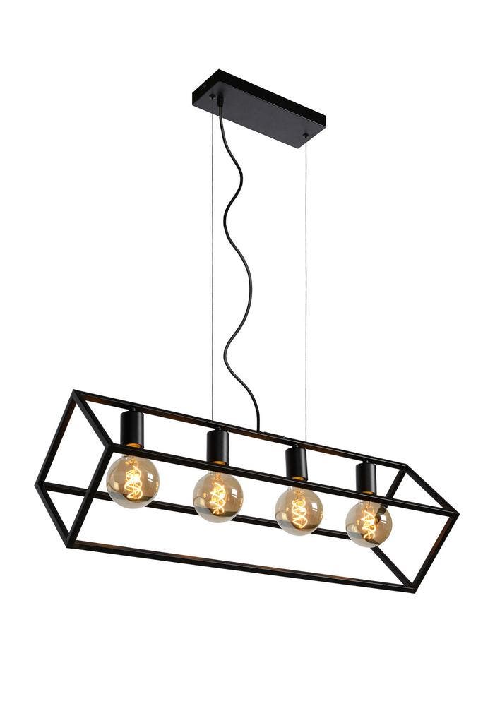 Hanglamp Lucide FABIAN -  - 4xE27 - Zwart -, Huis en Inrichting, Lampen | Hanglampen, Nieuw, Verzenden