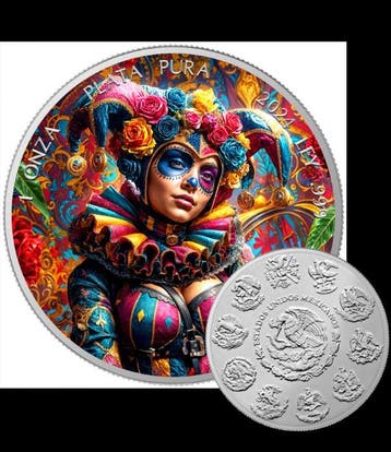 Mexique. 1 Onza 2024 Sunrise - Dia de los Muertos Harlequin,
