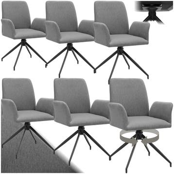 Draaibare fauteuil Daya, gestoffeerd - antraciet, Set van 6, Huis en Inrichting, Verzenden, Nieuw