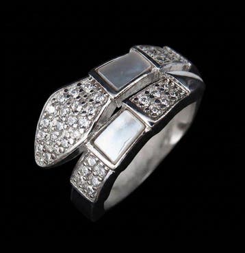 Argent, L’Écaille de Nacre - Bague Serpent en Argent 925 -