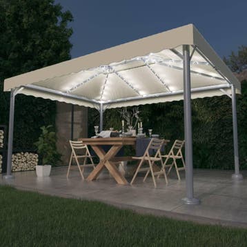 vidaXL Prieel met LED-lichtslinger 400x300 cm aluminium, Verzenden