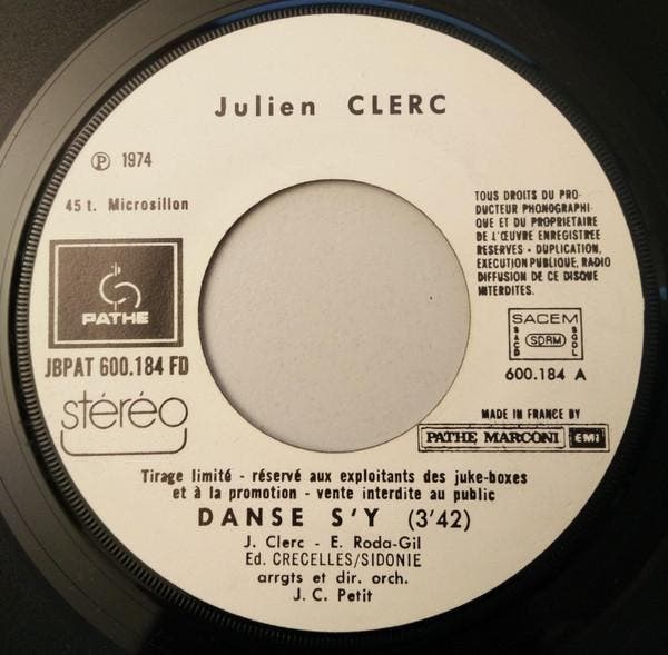 Julien Clerc - Danse Sy / Sans Toi, CD & DVD, Vinyles | Pop, Envoi