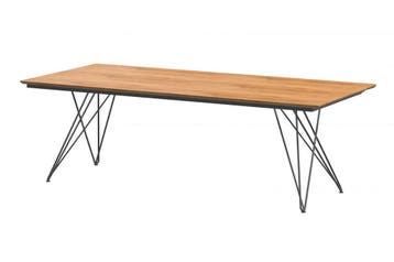 4 Seasons Outdoor Tampa RVS tafel teakhouten blad 220 cm, Nieuw