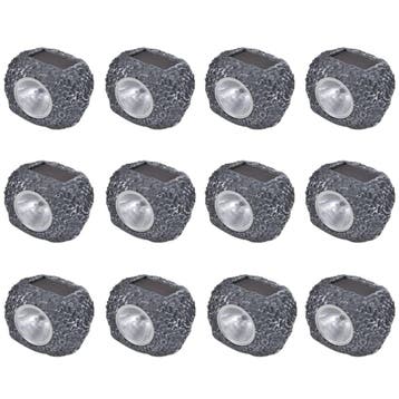 vidaXL Outdoor Spotlight solar LED 12 st steenvormig, Tuin en Terras, Verzenden, Nieuw