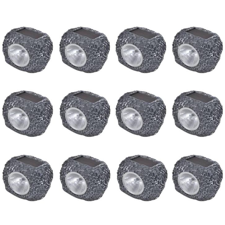 vidaXL Outdoor Spotlight solar LED 12 st steenvormig, Tuin en Terras, Buitenverlichting, Nieuw, Verzenden