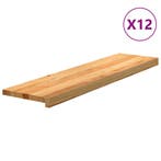 vidaXL Traptreden 12 st 100x30x2 cm massief eikenhout, Verzenden