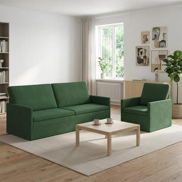 vidaXL bank / zetelstel 2 pcs Jungle Groen Corduroy stof, Verzenden, Nieuw