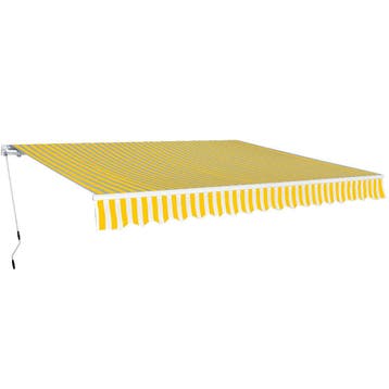 vidaXL Luifel handmatig uittrekbaar 400 cm geel/wit, Verzenden