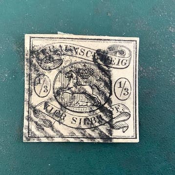 Brunswick 1853 - 4 Pf écu héraldique avec de bonnes marges -, Postzegels en Munten, Gestempeld
