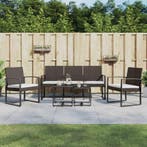 vidaXL 5-delige Tuinset met kussens polypropeen rattan bruin, Verzenden, Nieuw, Tuinset