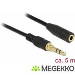 DeLOCK 85590 5m 3.5mm 3.5mm Zwart audio kabel, Verzenden, Nieuw