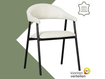 Leren eetkamerstoel met armleuning Line - Toledo Bianco, Huis en Inrichting, Stoelen, Wit, Nieuw, Leer, Ophalen of Verzenden