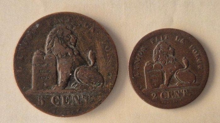 België. Leopold I. 25 Cent 1833, Lot van 2 stuks (Zonder, Timbres & Monnaies, Monnaies | Pays-Bas