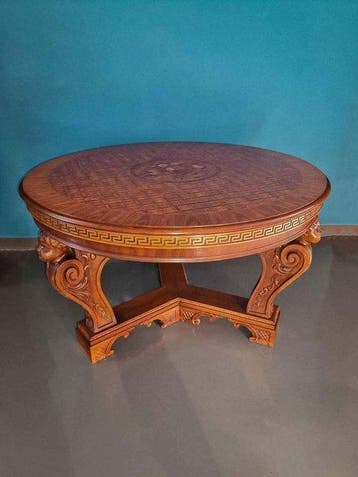 Tafel - Hout - Antieke tafel met vlechtwerk