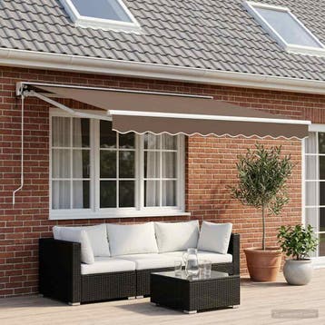 vidaXL Elektrisch Uitschuifbare Zonneluifel Taupe 3,5 x 2,5, Verzenden