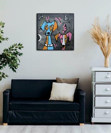 Alex - stoic dogs, Antiek en Kunst, Kunst | Schilderijen | Modern