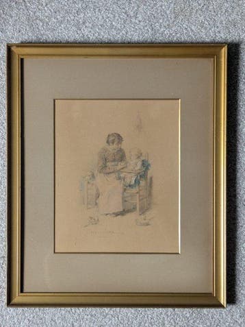 Paul-Constant Soyer (1823–1903) - Mother and baby, Antiek en Kunst