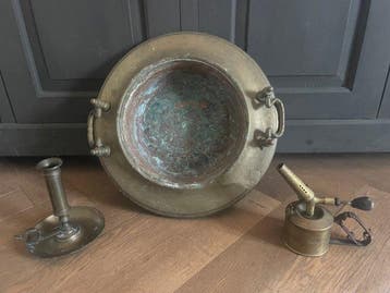Antieke messing voorwerpen - gevarieerd lot van 8 - Brasero,