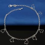 Fako Bijoux - Enkelbandje Verzilverd - Open Hartjes - 22cm -, Handtassen en Accessoires, Enkelbandjes en Enkelkettinkjes, Verzenden